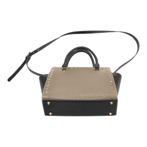 Sepia Color Accent Rivet Shoulder Handbag (Model 1645)