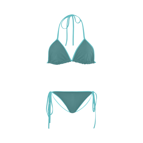 Teal Color Accent Custom Bikini Swimsuit