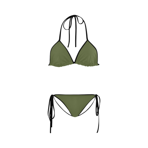 Cedar Green Color Accent Custom Bikini Swimsuit