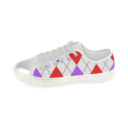 ARGYLE RED AND PURPLE Women's Classic Canvas Shoes (Model 018)