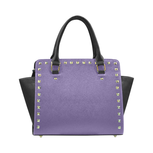 Gentian Violet Color Accent Rivet Shoulder Handbag (Model 1645)