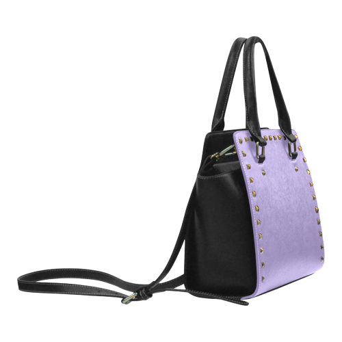 Paisley Purple Color Accent Rivet Shoulder Handbag (Model 1645)