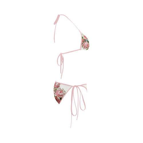 Vintage Pink Rose Floral Custom Bikini Swimsuit