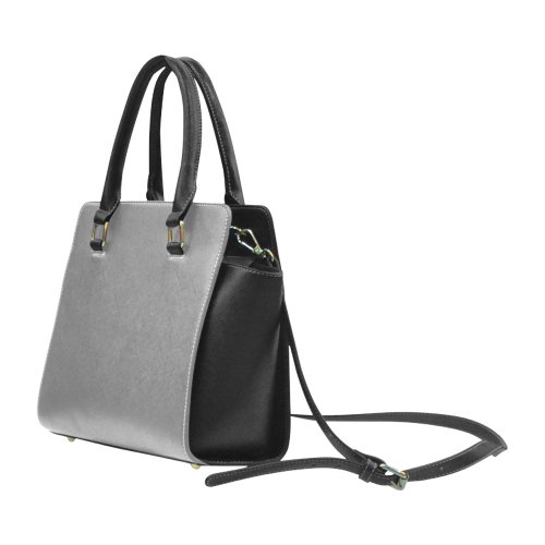 Steel Gray Color Accent Rivet Shoulder Handbag (Model 1645)