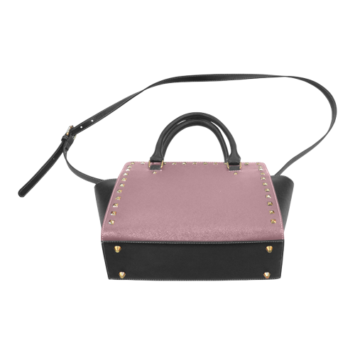 Crushed Berry Color Accent Rivet Shoulder Handbag (Model 1645)