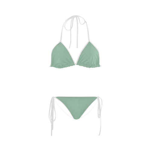 Grayed Jade Color Accent Custom Bikini Swimsuit