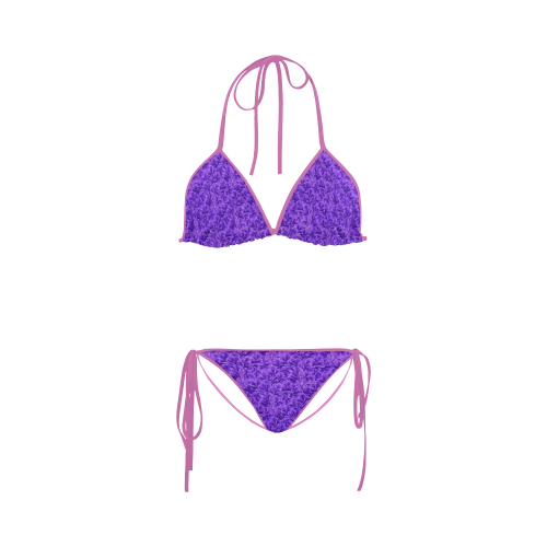 Vintage Floral Lace Leaf Amethyst Purple Custom Bikini Swimsuit