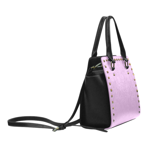 Violet Tulle Color Accent Rivet Shoulder Handbag (Model 1645)