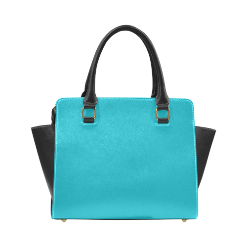 Peacock Blue Color Accent Rivet Shoulder Handbag (Model 1645)