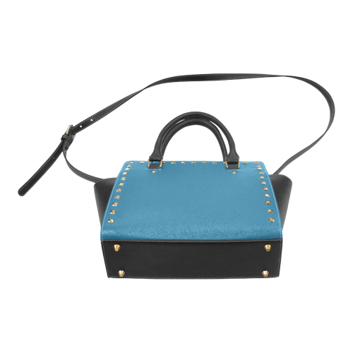 Blue Sapphire Color Accent Rivet Shoulder Handbag (Model 1645)