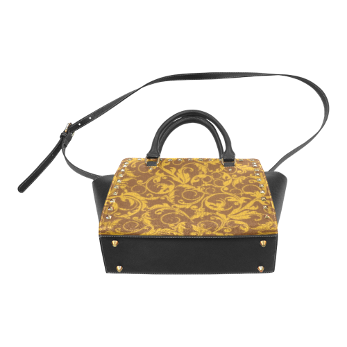 Vintage Swirls Mango Cinnamon Rivet Shoulder Handbag (Model 1645)