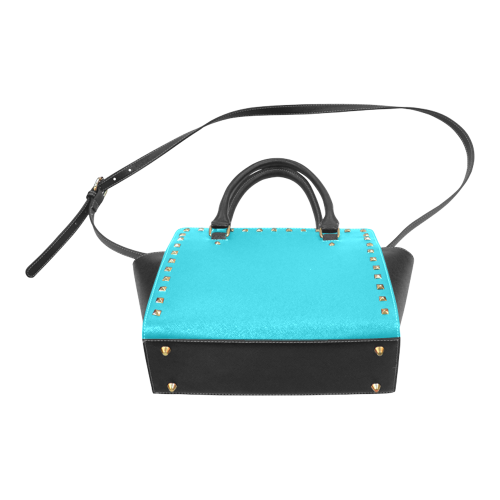 Scuba Blue Color Accent Rivet Shoulder Handbag (Model 1645)