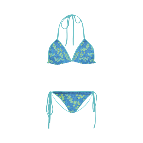 Vintage Floral Blue Custom Bikini Swimsuit