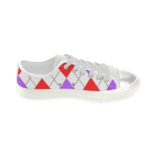 ARGYLE RED AND PURPLE Women's Classic Canvas Shoes (Model 018)