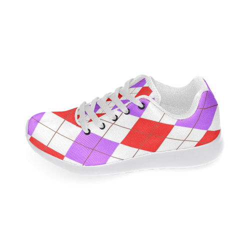 ARGYLE RED AND PURPLE Women’s Running Shoes (Model 020)