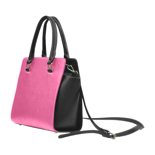 Magenta Color Accent Rivet Shoulder Handbag (Model 1645)