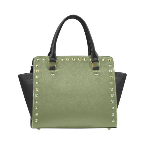 Cedar Green Color Accent Rivet Shoulder Handbag (Model 1645)