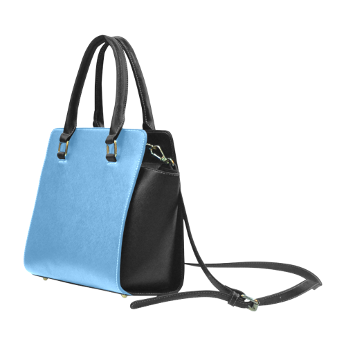 Azure Blue Color Accent Rivet Shoulder Handbag (Model 1645)
