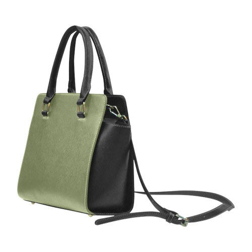 Cedar Green Color Accent Rivet Shoulder Handbag (Model 1645)