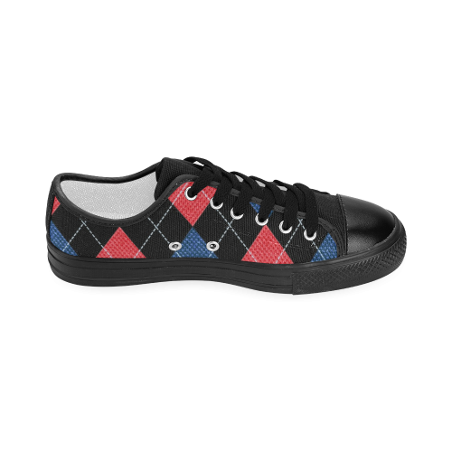 ARGYLE RED AND BLUE Women's Classic Canvas Shoes (Model 018)