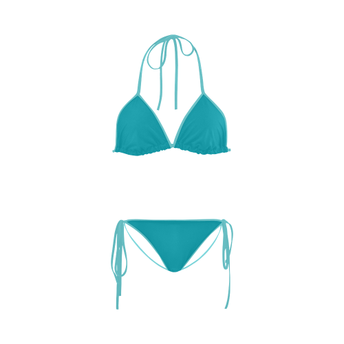 Peacock Blue Color Accent Custom Bikini Swimsuit