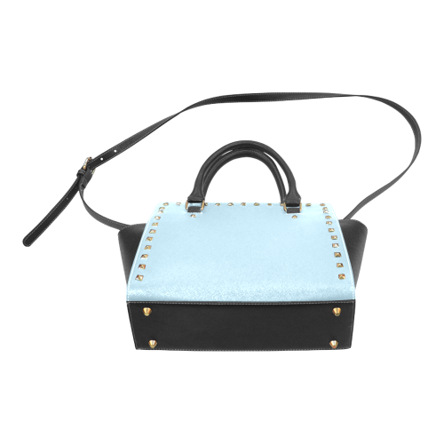 Aquamarine Color Accent Rivet Shoulder Handbag (Model 1645)