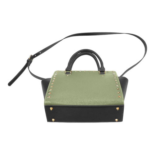 Cedar Green Color Accent Rivet Shoulder Handbag (Model 1645)