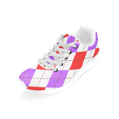 ARGYLE RED AND PURPLE Women’s Running Shoes (Model 020)