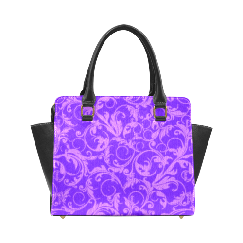 Vintage Swirls Amethyst Ultraviolet Purple Rivet Shoulder Handbag (Model 1645)