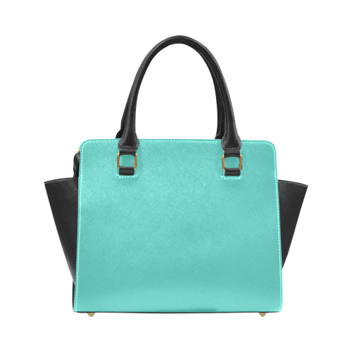 Turquoise Color Accent Rivet Shoulder Handbag (Model 1645)