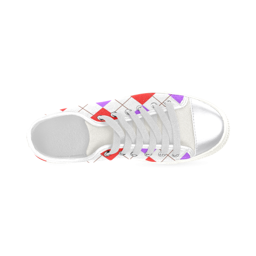 ARGYLE RED AND PURPLE Women's Classic Canvas Shoes (Model 018)