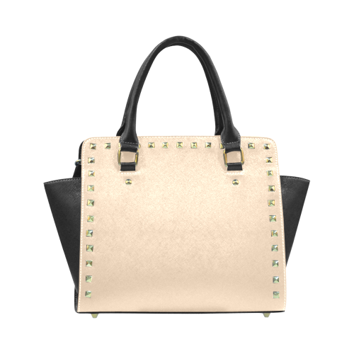 Apricot Illusion Color Accent Rivet Shoulder Handbag (Model 1645)