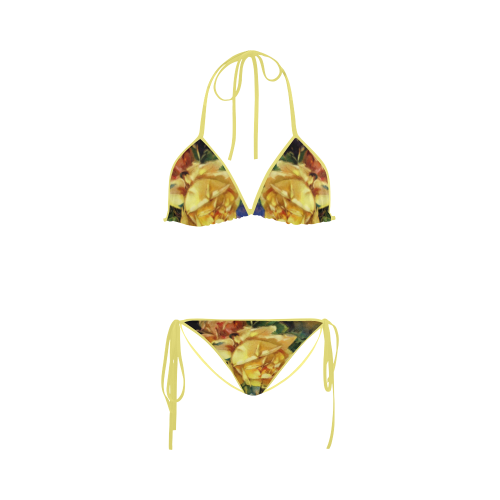 Vintage Vase and Yellow Roses Custom Bikini Swimsuit