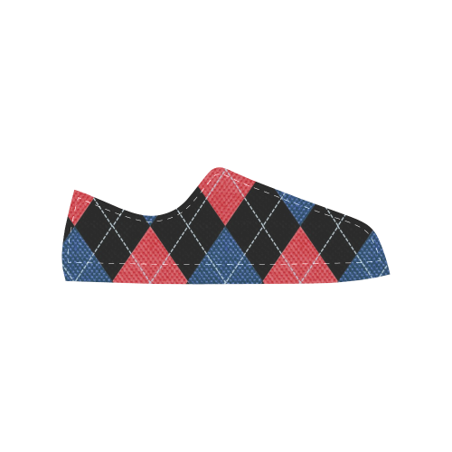 ARGYLE RED AND BLUE Women's Classic Canvas Shoes (Model 018)
