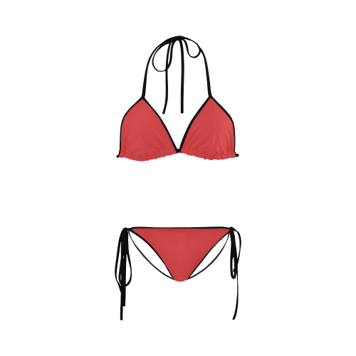Poppy Red Color Accent Custom Bikini Swimsuit