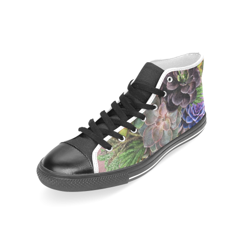 large succulent display Women's Classic High Top Canvas Shoes (Model 017)