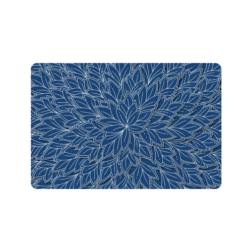 floating leaf pattern navy blue white