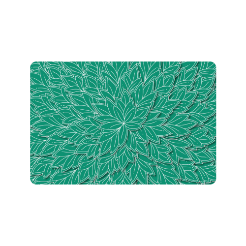 floating leaf pattern emerald green white