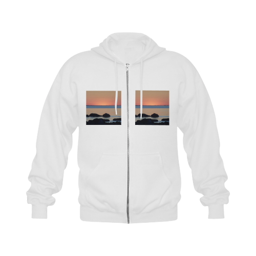 Dusk on the Sea Gildan Full Zip Hooded Sweatshirt (Model H02)