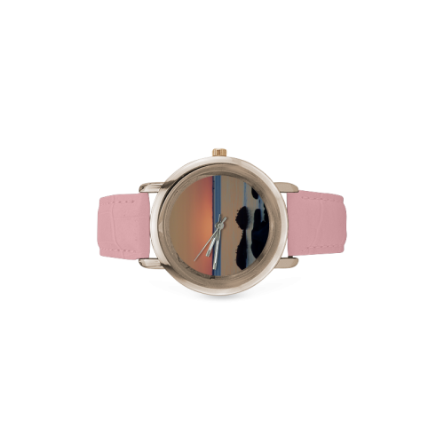 Dusk on the Sea Women's Rose Gold Leather Strap Watch(Model 201)