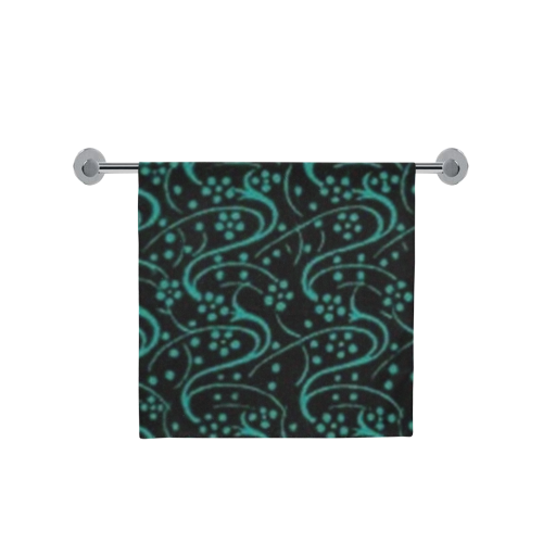 Vintage Swirl Floral Turquoise Black Bath Towel 30"x56"