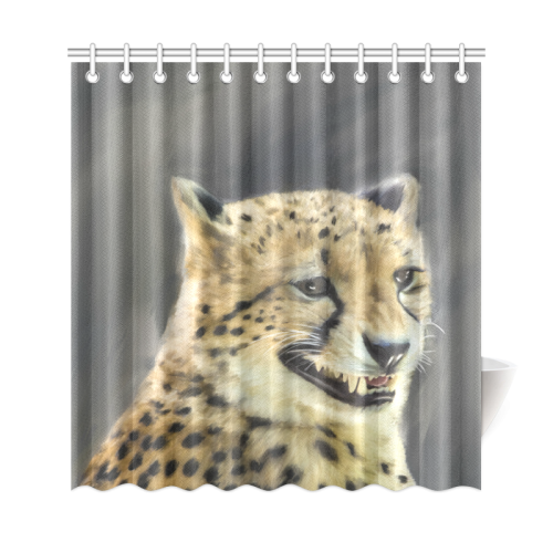 Painting  Grinning Cheetah Portrait Shower Curtain 69"x72"