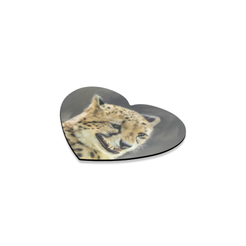 Painting  Grinning Cheetah Portrait Heart Coaster