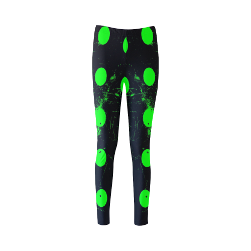 abstract polka dots green Cassandra Women's Leggings (Model L01)