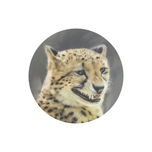 Painting  Grinning Cheetah Portrait Round Mousepad