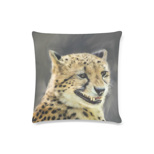 Painting  Grinning Cheetah Portrait Custom Zippered Pillow Case 16"x16"(Twin Sides)