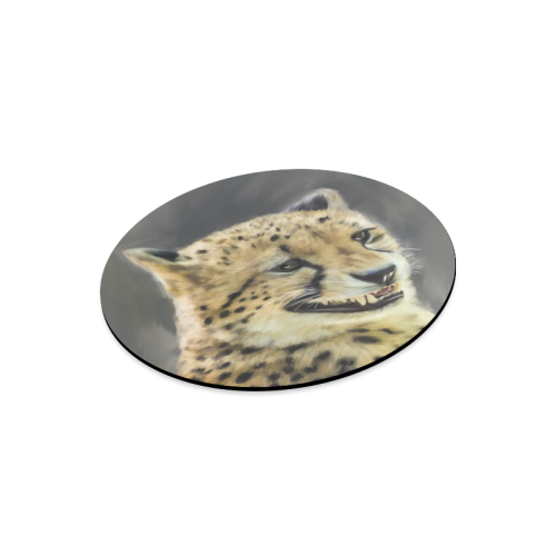 Painting  Grinning Cheetah Portrait Round Mousepad