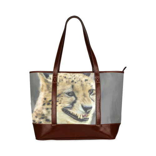 Painting  Grinning Cheetah Portrait Tote Handbag (Model 1642)