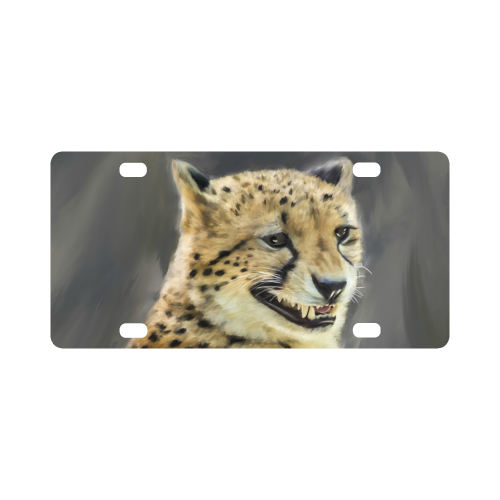 Painting  Grinning Cheetah Portrait Classic License Plate