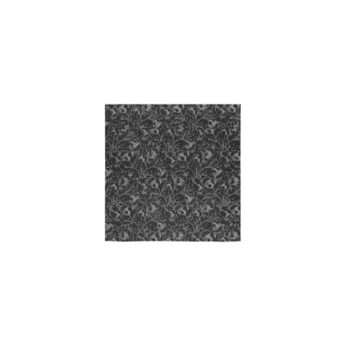 Vintage Floral Charcoal Black Square Towel 13“x13”